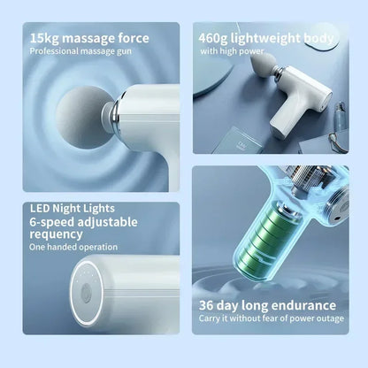 Portable Massage Gun – AI Powered Fascia Massage Gun With 4 Replaceable Heads & LED Light - ZOOMNSTORE
