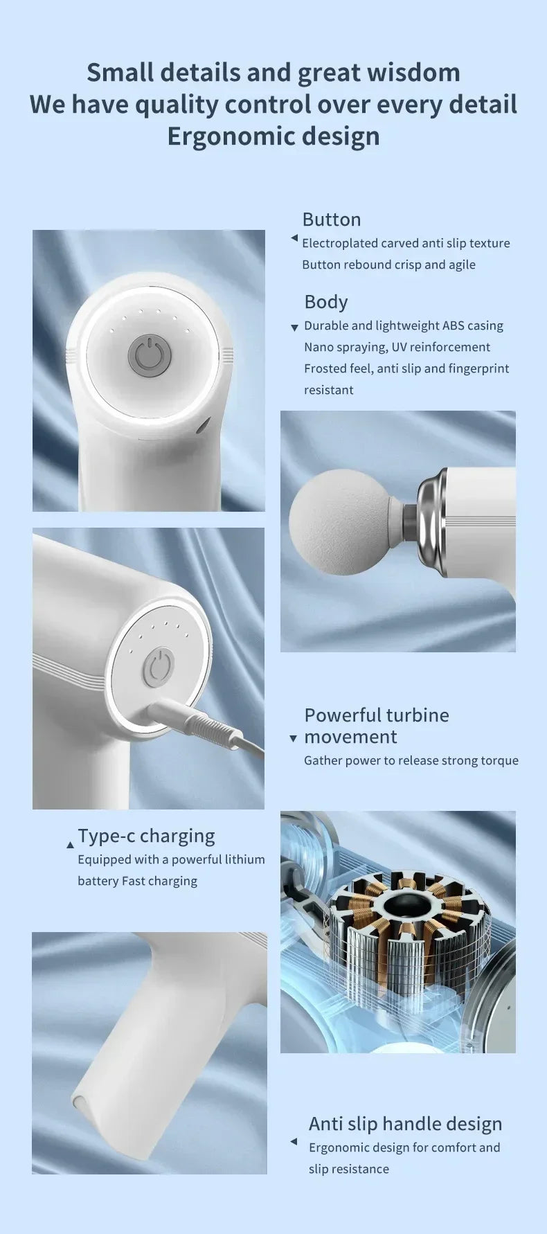 Portable Massage Gun – AI Powered Fascia Massage Gun With 4 Replaceable Heads & LED Light - ZOOMNSTORE