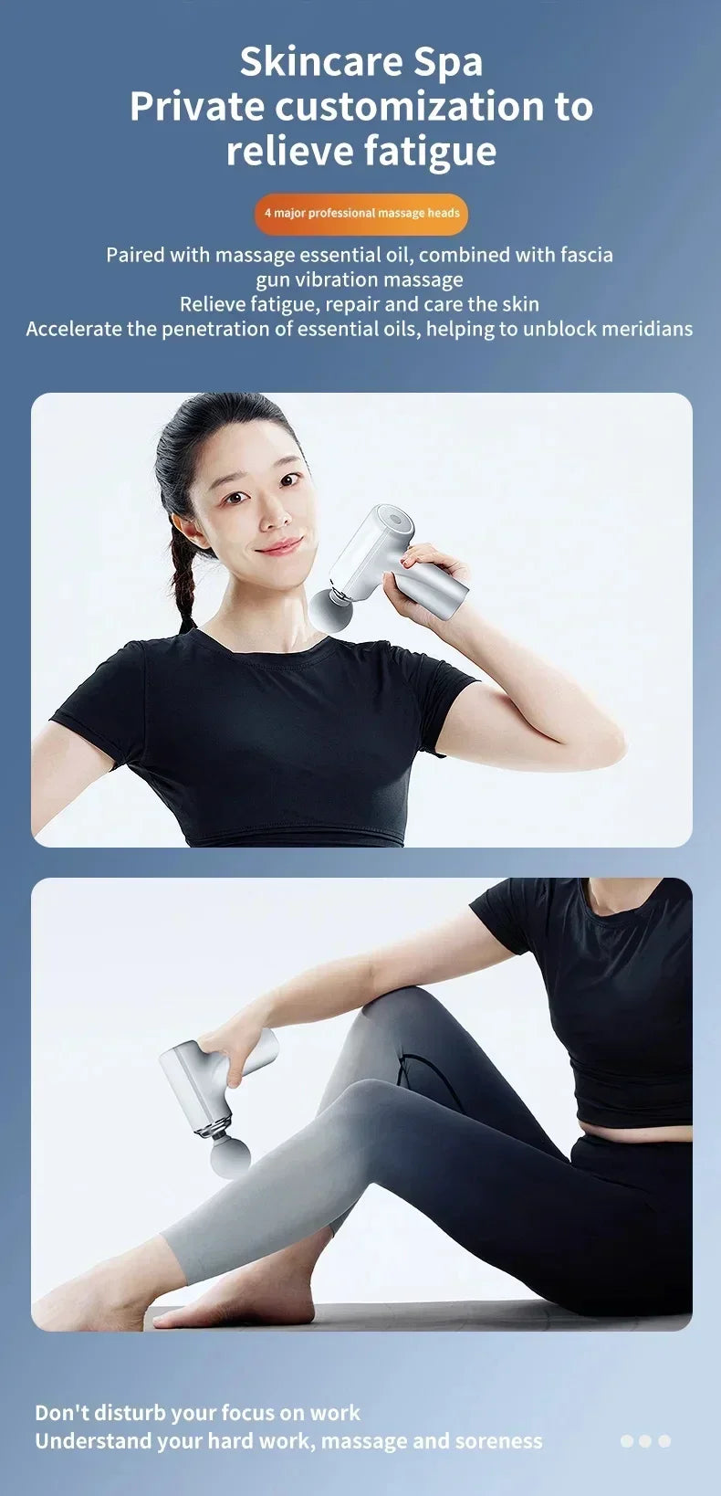 Portable Massage Gun – AI Powered Fascia Massage Gun With 4 Replaceable Heads & LED Light - ZOOMNSTORE
