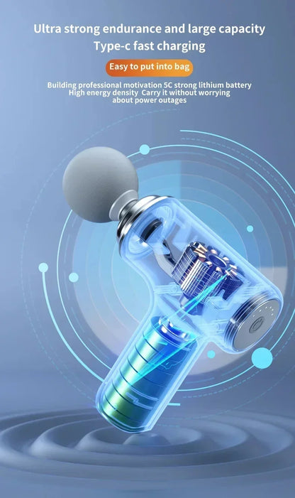 Portable Massage Gun – AI Powered Fascia Massage Gun With 4 Replaceable Heads & LED Light - ZOOMNSTORE