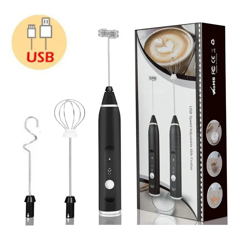 Portable Milk Frother - Electric Handheld USB Mini Coffee Whisk Mixer - ZOOMNSTORE
