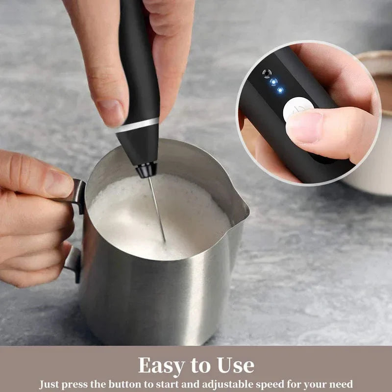 Portable Milk Frother - Electric Handheld USB Mini Coffee Whisk Mixer - ZOOMNSTORE
