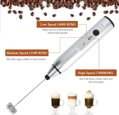 Portable Milk Frother - Electric Handheld USB Mini Coffee Whisk Mixer - ZOOMNSTORE