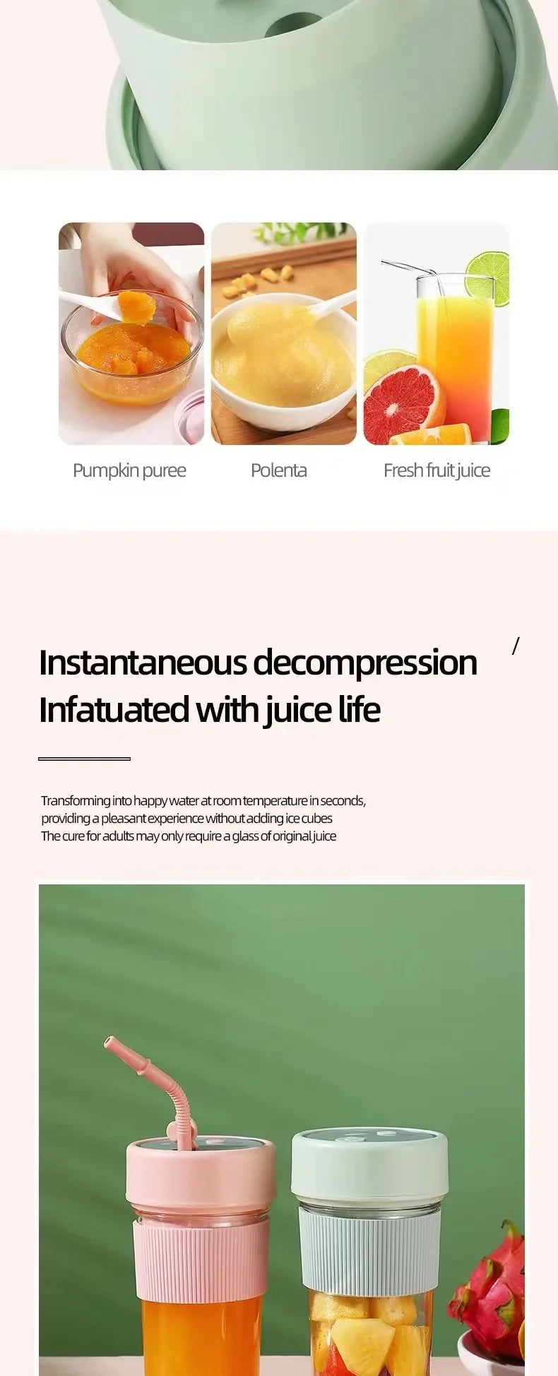 Portable Electric Juicer - Mini Wireless Blender for Smoothies and Juice Extraction - ZOOMNSTORE