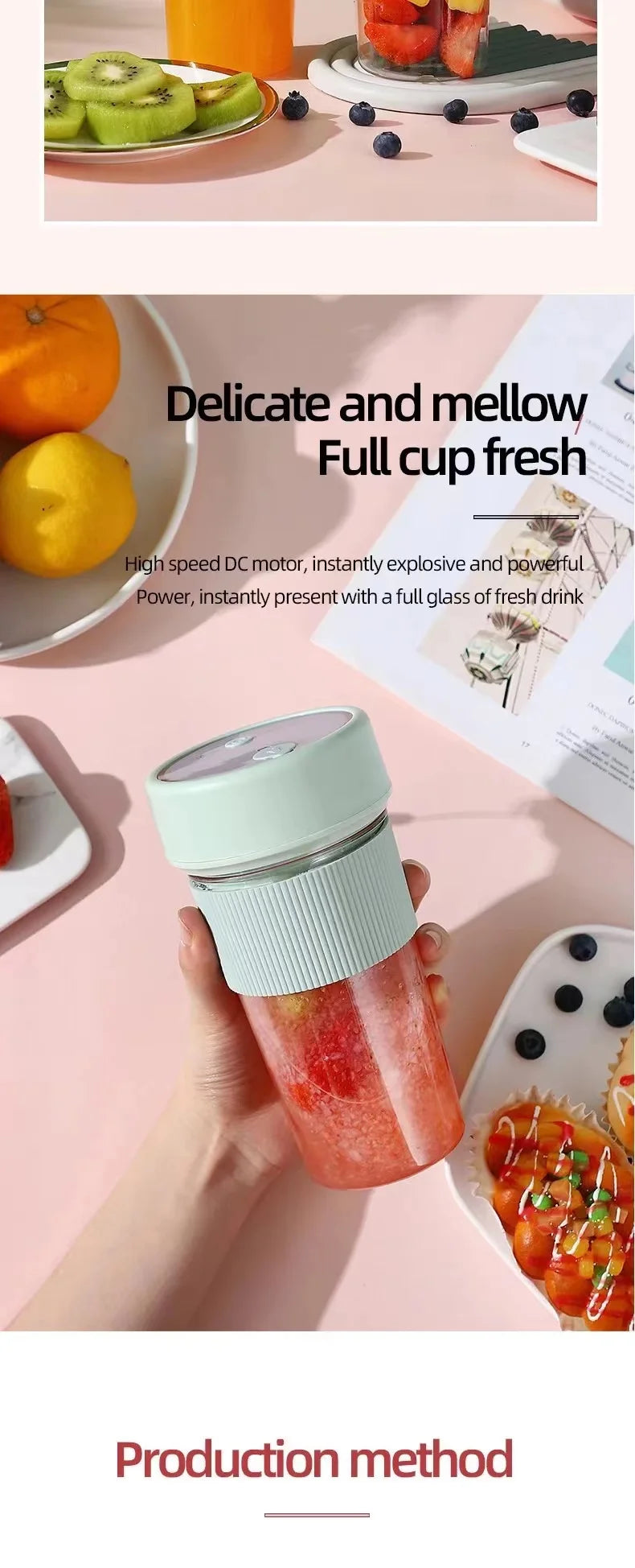 Portable Electric Juicer - Mini Wireless Blender for Smoothies and Juice Extraction - ZOOMNSTORE