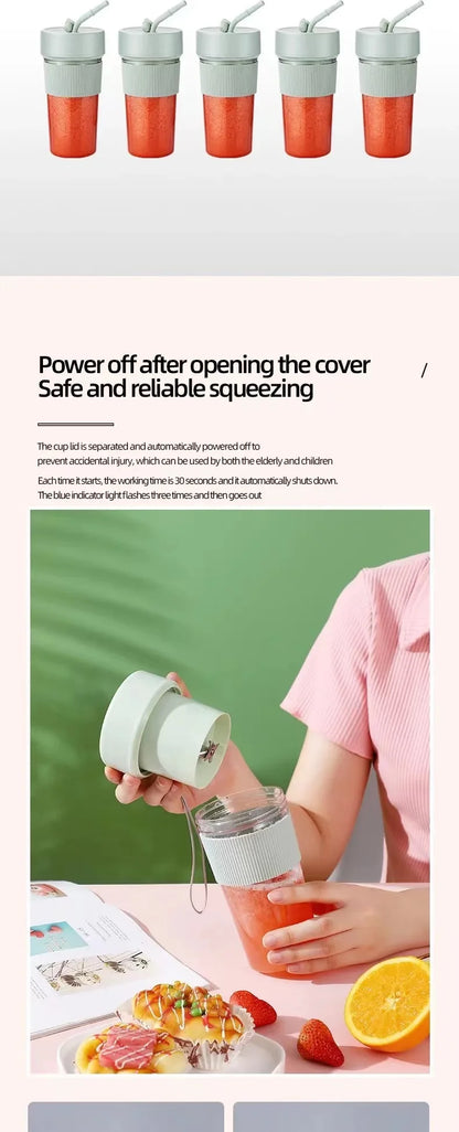 Portable Electric Juicer - Mini Wireless Blender for Smoothies and Juice Extraction - ZOOMNSTORE