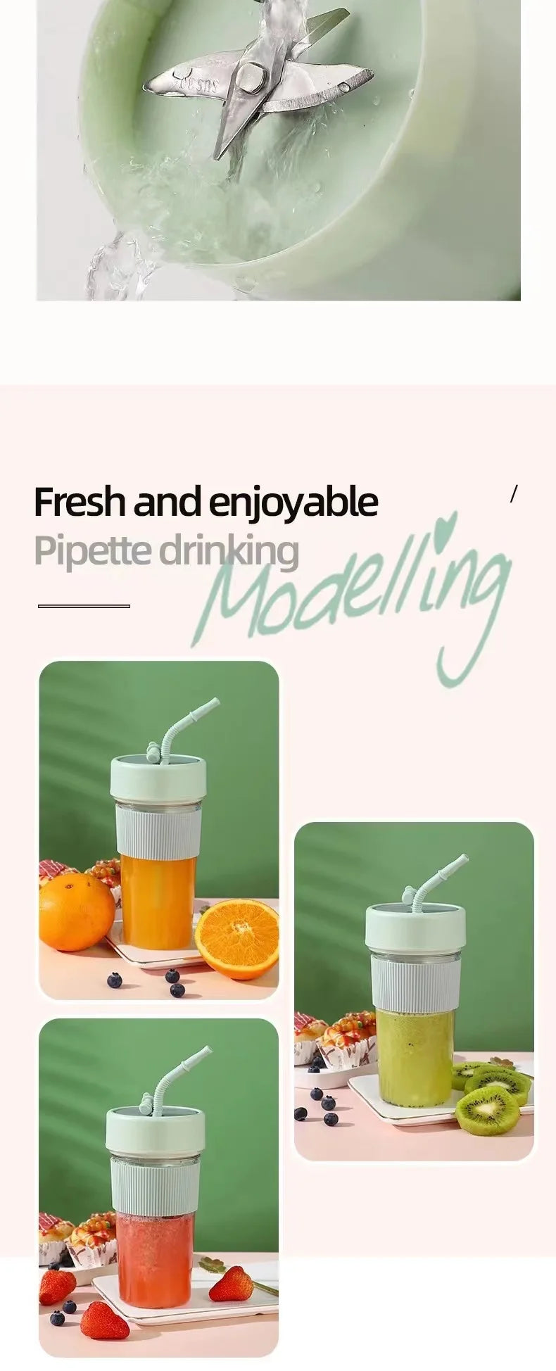 Portable Electric Juicer - Mini Wireless Blender for Smoothies and Juice Extraction - ZOOMNSTORE