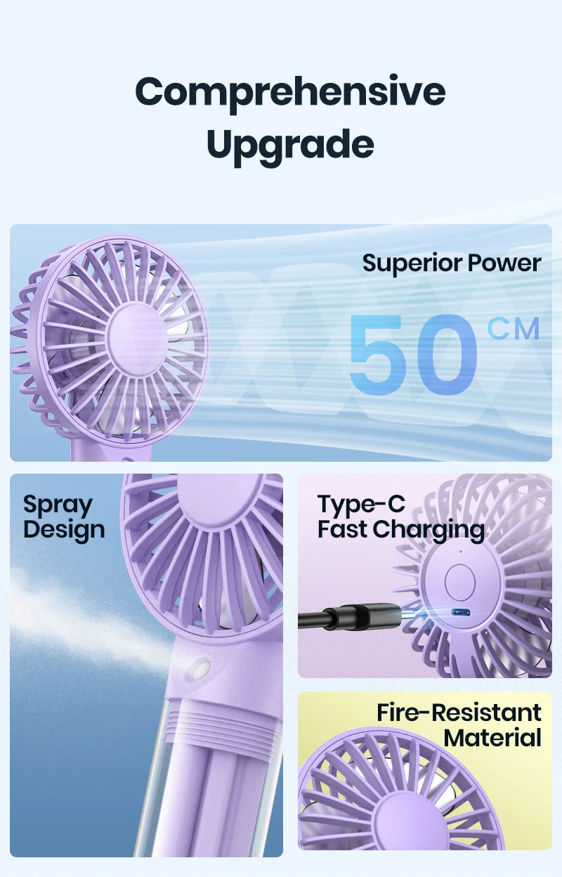 Portable Mini Fan - Rechargeable USB Cooling Fan with Water Mist & Humidifying Function - ZOOMNSTORE