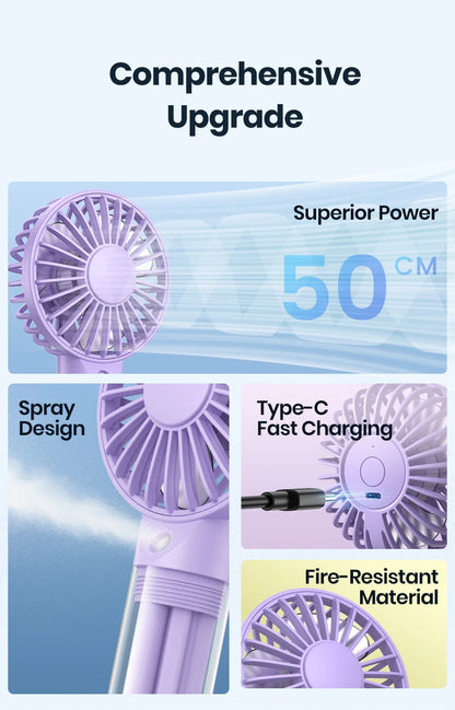 Portable Mini Fan - Rechargeable USB Cooling Fan with Water Mist & Humidifying Function - ZOOMNSTORE