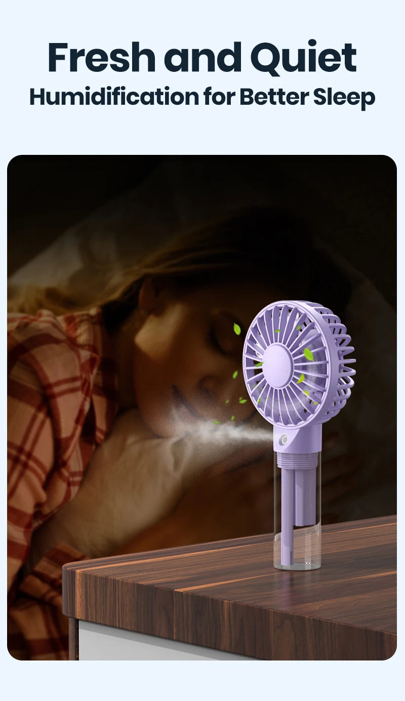 Portable Mini Fan - Rechargeable USB Cooling Fan with Water Mist & Humidifying Function - ZOOMNSTORE