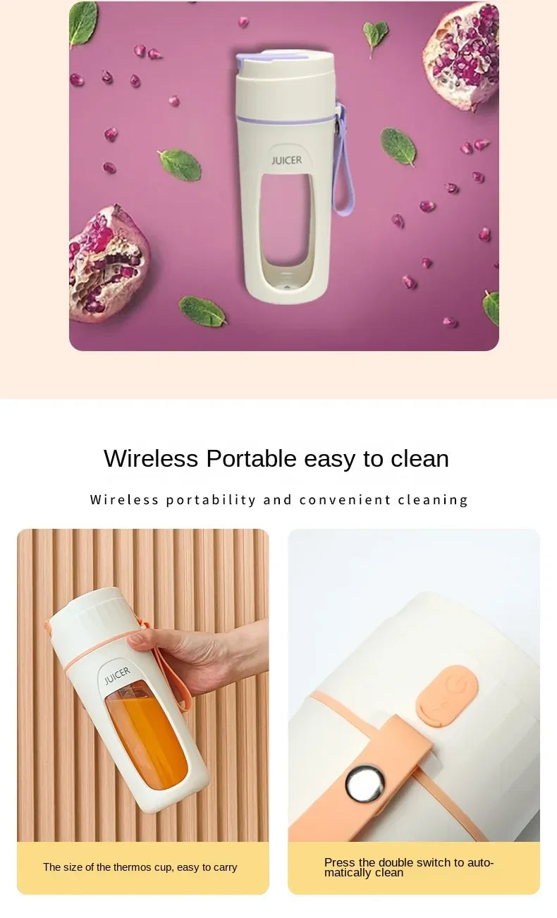 Portable Electric Juicer - Mini Blender for Smoothies and Juice Extraction 8 Blades 3000mAh - ZOOMNSTORE