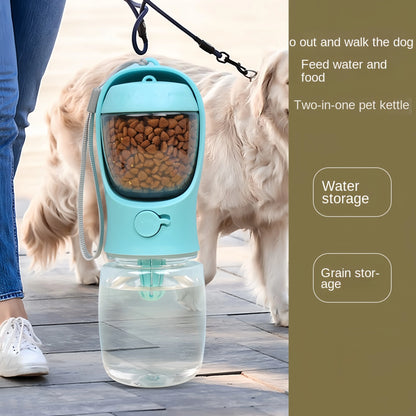 Portable Pet Water Bottle with Food Storage - Dog Cat Travel Feeder Bowl - ZOOMNSTORE