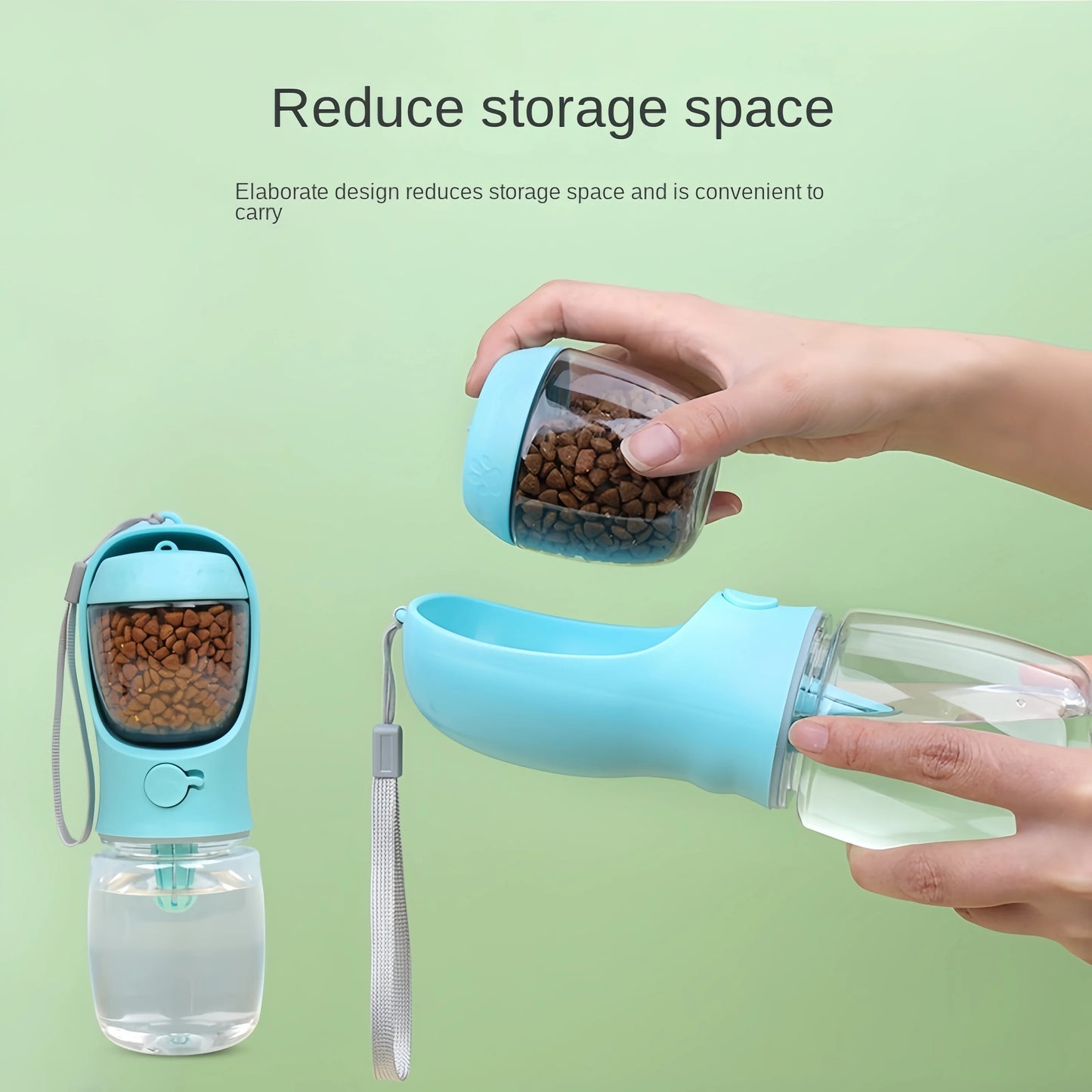 Portable Pet Water Bottle with Food Storage - Dog Cat Travel Feeder Bowl - ZOOMNSTORE