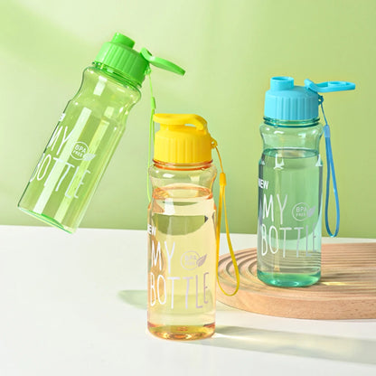 Portable Plastic Water Bottle - 550ml Transparent Water Cup With Rope, Fitness Outdoor - ZOOMNSTORE