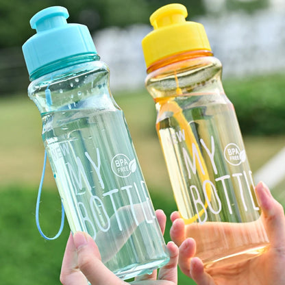 Portable Plastic Water Bottle - 550ml Transparent Water Cup With Rope, Fitness Outdoor - ZOOMNSTORE