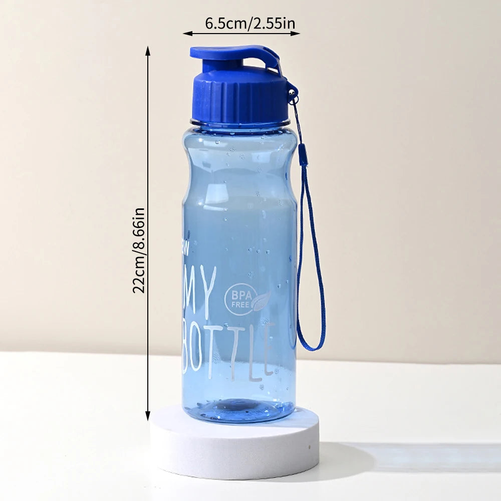 Portable Plastic Water Bottle - 550ml Transparent Water Cup With Rope, Fitness Outdoor - ZOOMNSTORE
