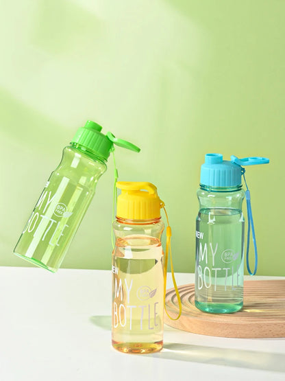 Portable Plastic Water Bottle - 550ml Transparent Water Cup With Rope, Fitness Outdoor - ZOOMNSTORE