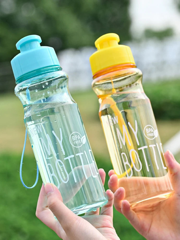 Portable Plastic Water Bottle - 550ml Transparent Water Cup With Rope, Fitness Outdoor - ZOOMNSTORE