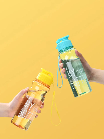 Portable Plastic Water Bottle - 550ml Transparent Water Cup With Rope, Fitness Outdoor - ZOOMNSTORE