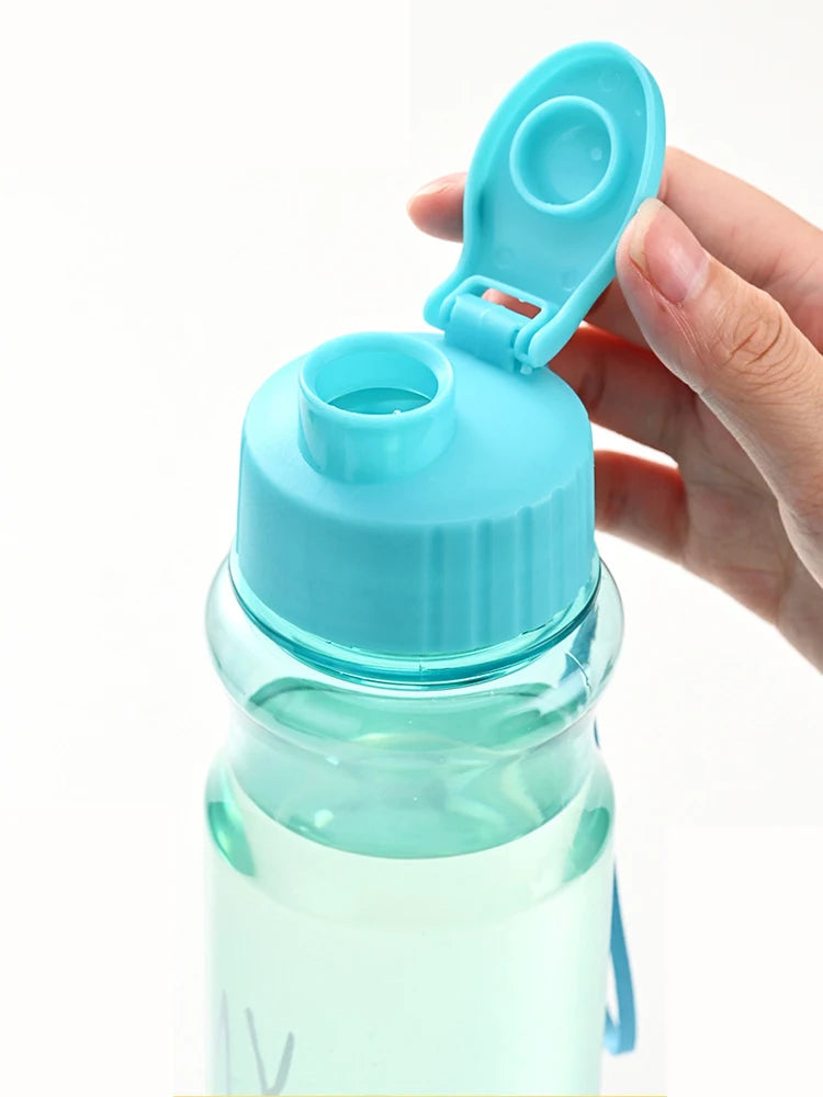Portable Plastic Water Bottle - 550ml Transparent Water Cup With Rope, Fitness Outdoor - ZOOMNSTORE