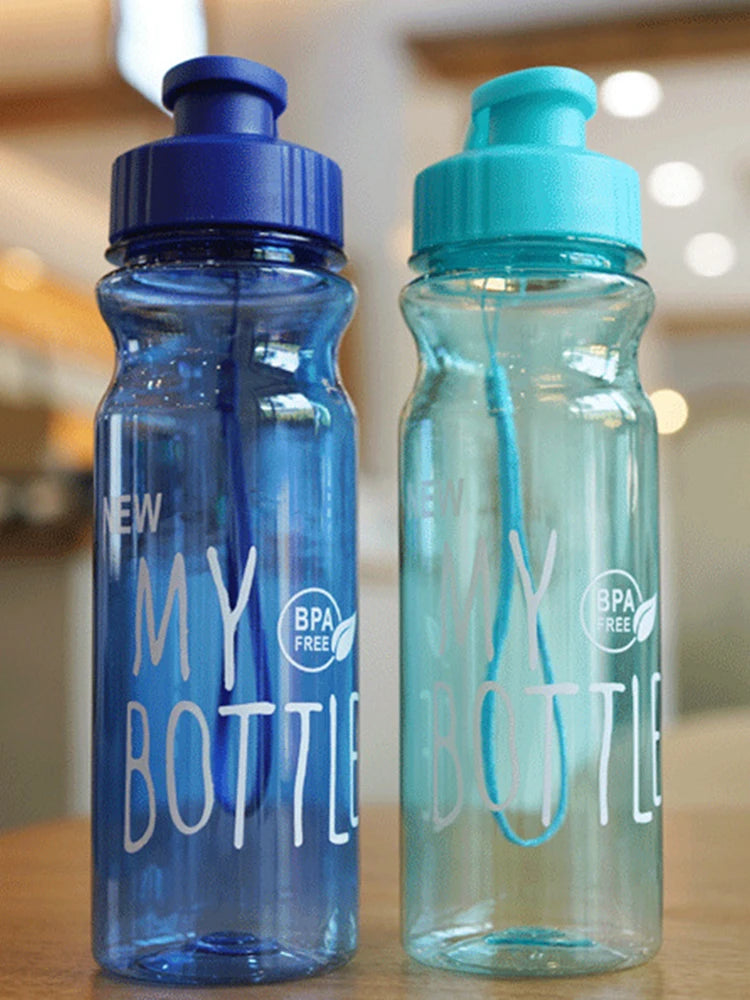 Portable Plastic Water Bottle - 550ml Transparent Water Cup With Rope, Fitness Outdoor - ZOOMNSTORE