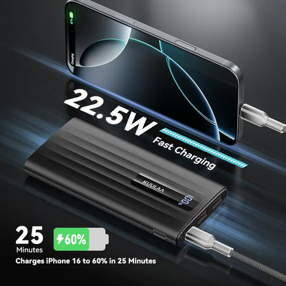 KUULAA Power Bank 10000mAh 22.5W PD Fast Charging Portable Charger External Battery For iPhone 15 14 13 Samsung Huawei Powerbank - ZOOMNSTORE