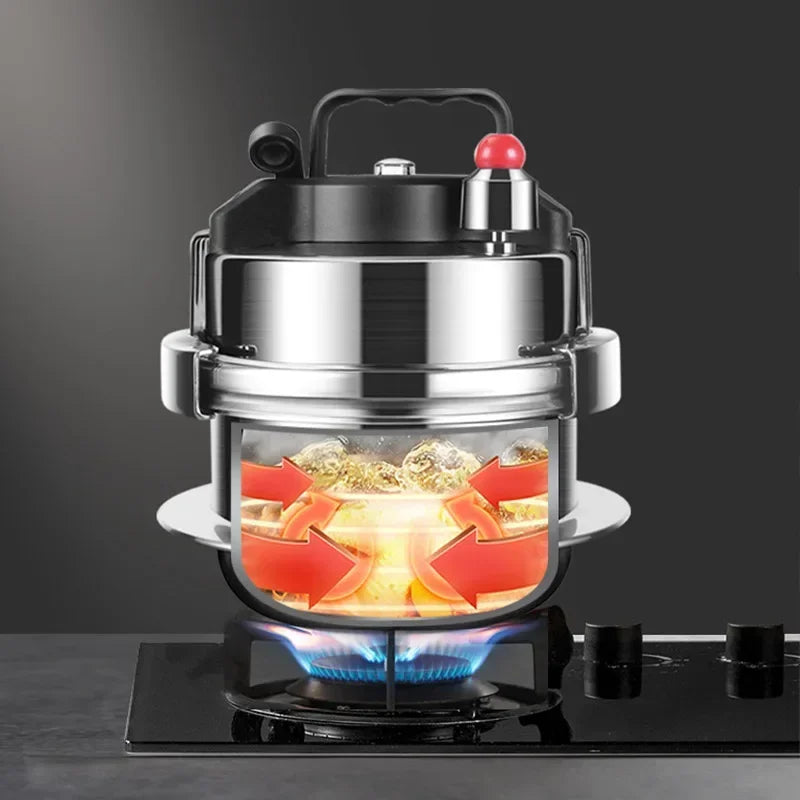 Portable Stainless Steel Pressure Cooker - 08-2L Outdoor Camping Rice Cooker - ZOOMNSTORE