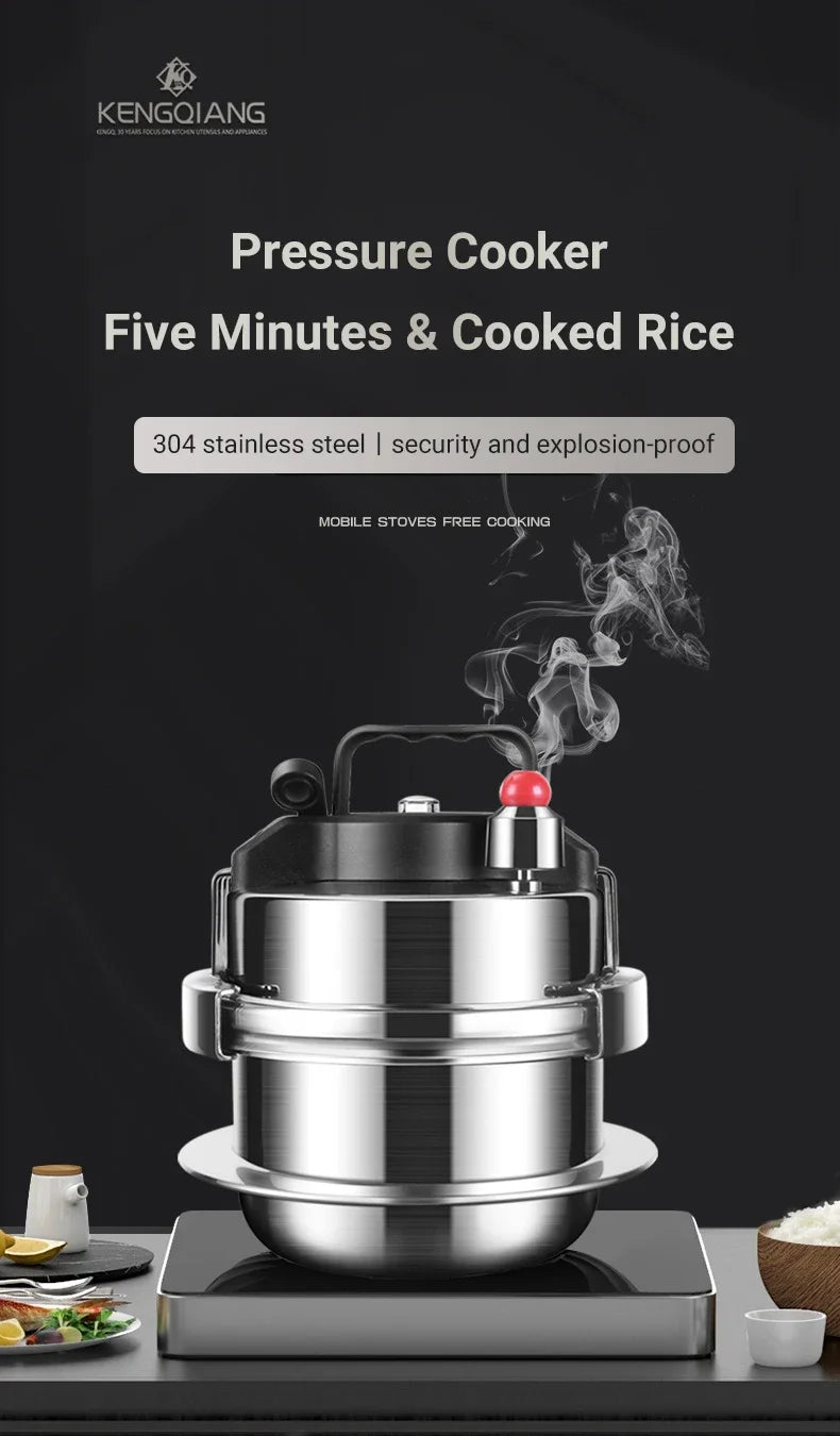 Portable Stainless Steel Pressure Cooker - 08-2L Outdoor Camping Rice Cooker - ZOOMNSTORE
