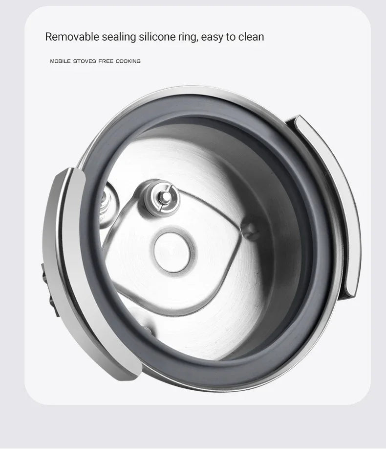 Portable Stainless Steel Pressure Cooker - 08-2L Outdoor Camping Rice Cooker - ZOOMNSTORE
