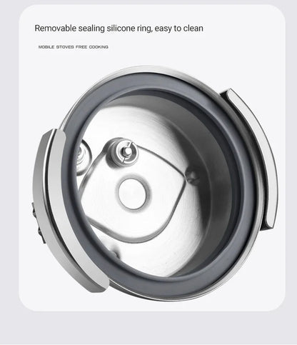 Portable Stainless Steel Pressure Cooker - 08-2L Outdoor Camping Rice Cooker - ZOOMNSTORE