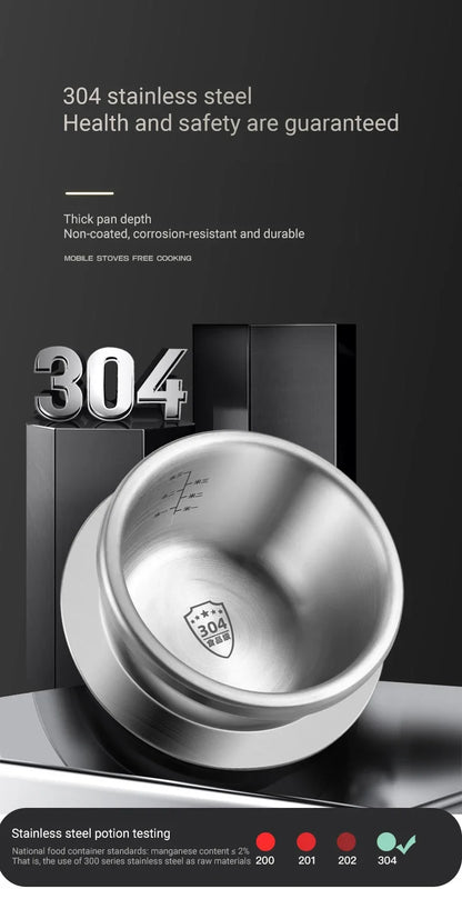 Portable Stainless Steel Pressure Cooker - 08-2L Outdoor Camping Rice Cooker - ZOOMNSTORE