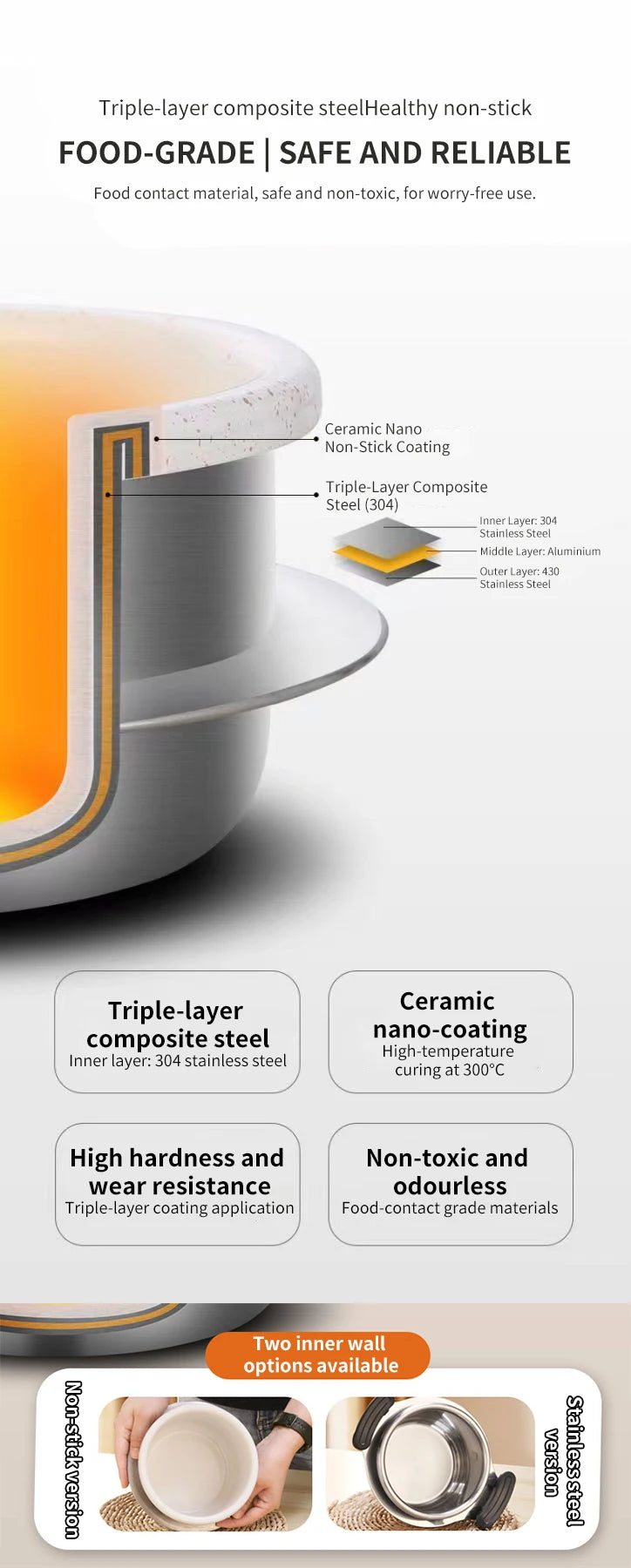 Portable Stainless Steel Pressure Cooker - 08-2L Outdoor Camping Rice Cooker - ZOOMNSTORE