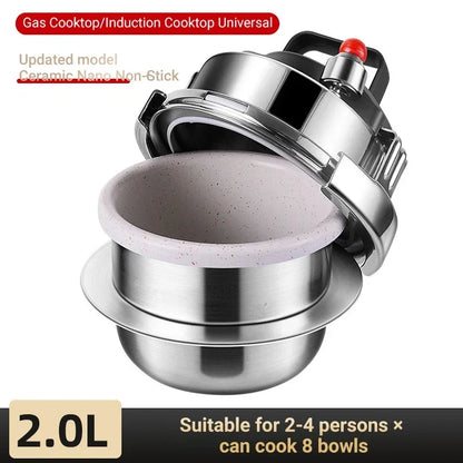 Portable Stainless Steel Pressure Cooker - 08-2L Outdoor Camping Rice Cooker - ZOOMNSTORE