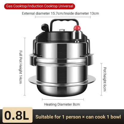 Portable Stainless Steel Pressure Cooker - 08-2L Outdoor Camping Rice Cooker - ZOOMNSTORE