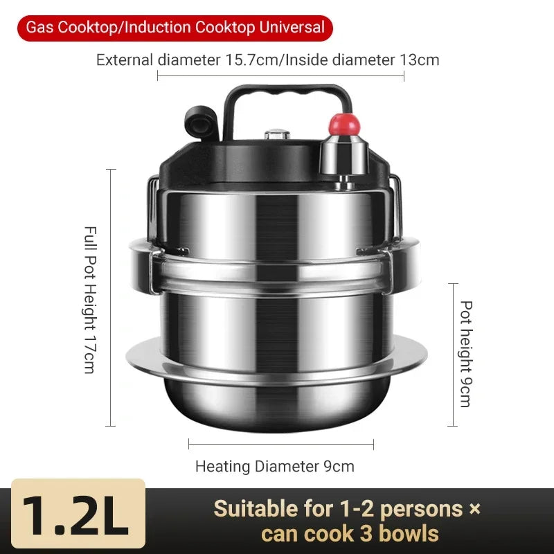 Portable Stainless Steel Pressure Cooker - 08-2L Outdoor Camping Rice Cooker - ZOOMNSTORE