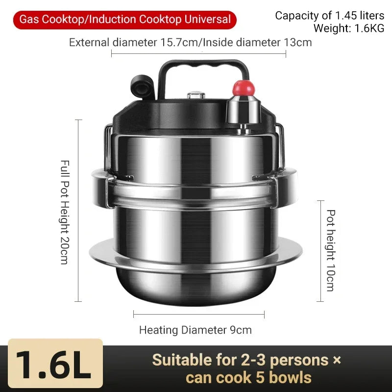 Portable Stainless Steel Pressure Cooker - 08-2L Outdoor Camping Rice Cooker - ZOOMNSTORE