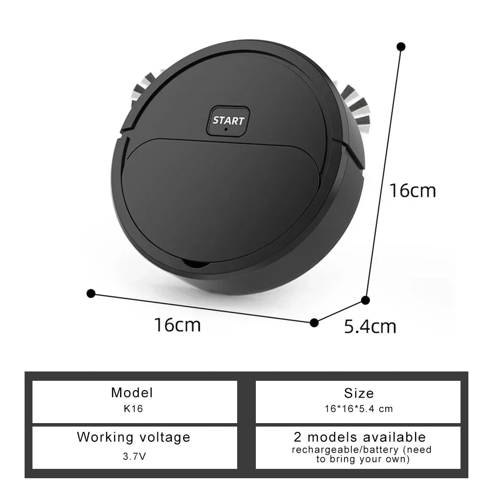 Portable Robotic Vacuum - 3-in-1 Mini Floor Cleaner | USB Rechargeable Wet Dry Mop Robot - ZOOMNSTORE