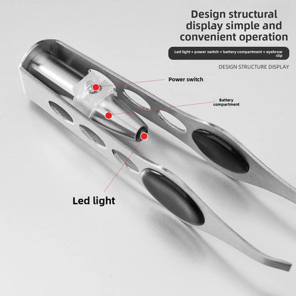 Portable Stainless Steel Eyebrow Hair Remover with LED Light - ZOOMNSTORE