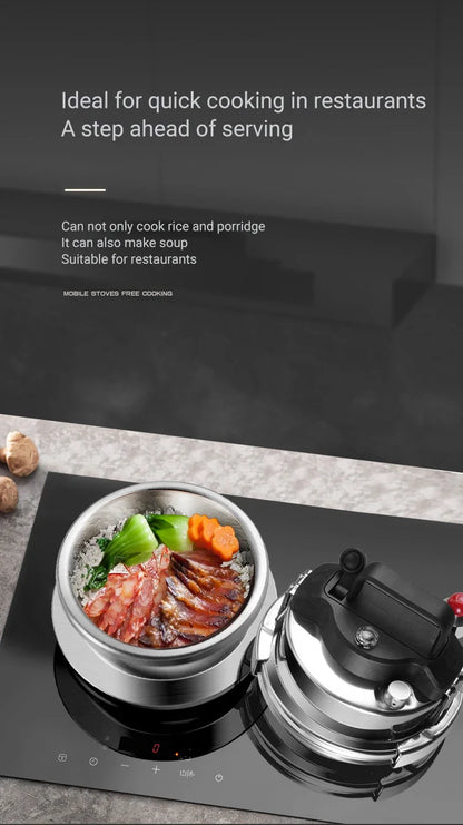 Portable Stainless Steel Pressure Cooker - 08-2L Outdoor Camping Rice Cooker - ZOOMNSTORE