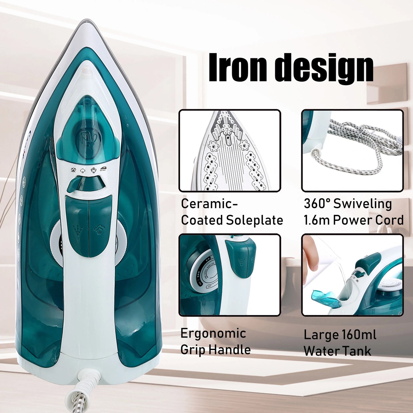 Portable Steam Iron - Mini Garment Steamer With Adjustable Temperature & Ceramic Soleplate - ZOOMNSTORE