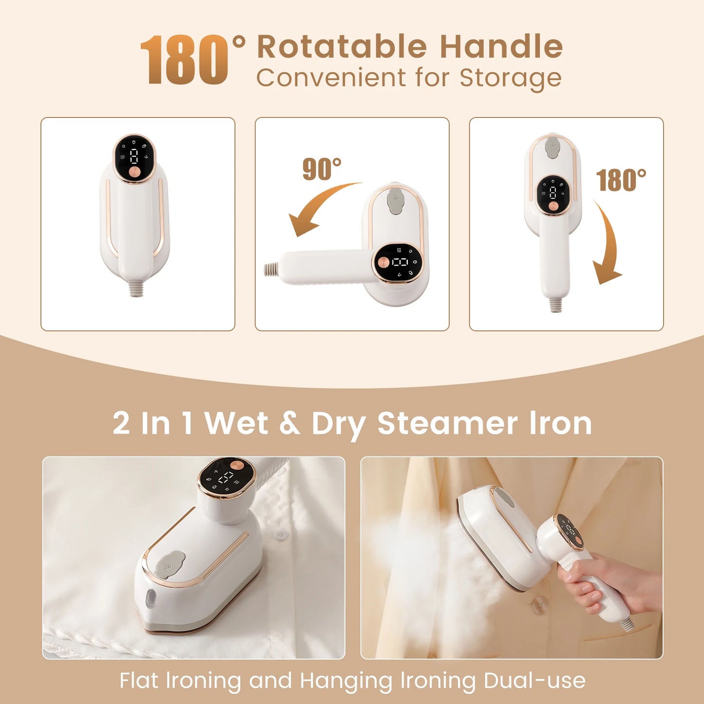Portable Steam Iron - Mini Handheld Travel Iron with Four Temperature Control - ZOOMNSTORE