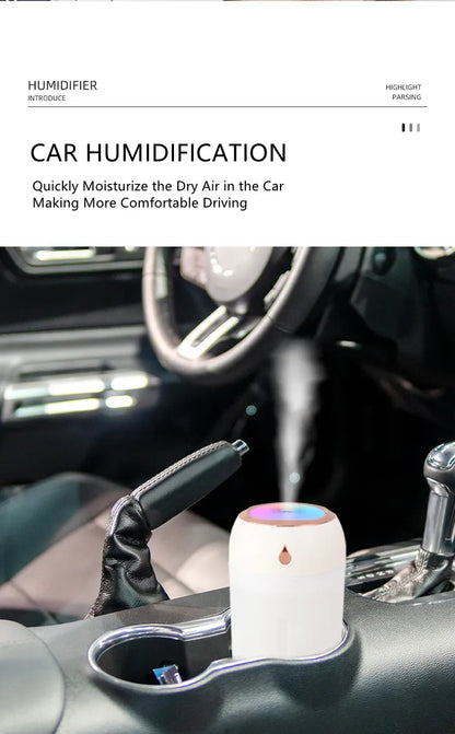 Portable USB Humidifier Mini Air Diffuser - 330ml Mist Purifier with LED Fog Light - ZOOMNSTORE