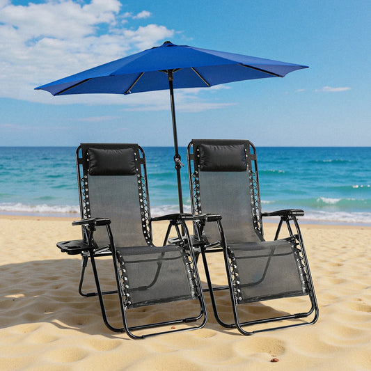 Portable Zero Gravity Recliner Chairs - Set of 2 with Cup Holders  Adjustable Pillows for Camping  Outdoor Use - ZOOMNSTORE