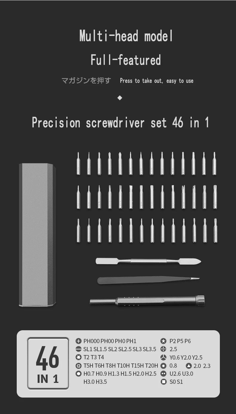 Precision Screwdriver Set - 324346 in 1 Multifunctional Tool with Magnetic Torx Phillips Bits for iPhone and Glass Repair - ZOOMNSTORE