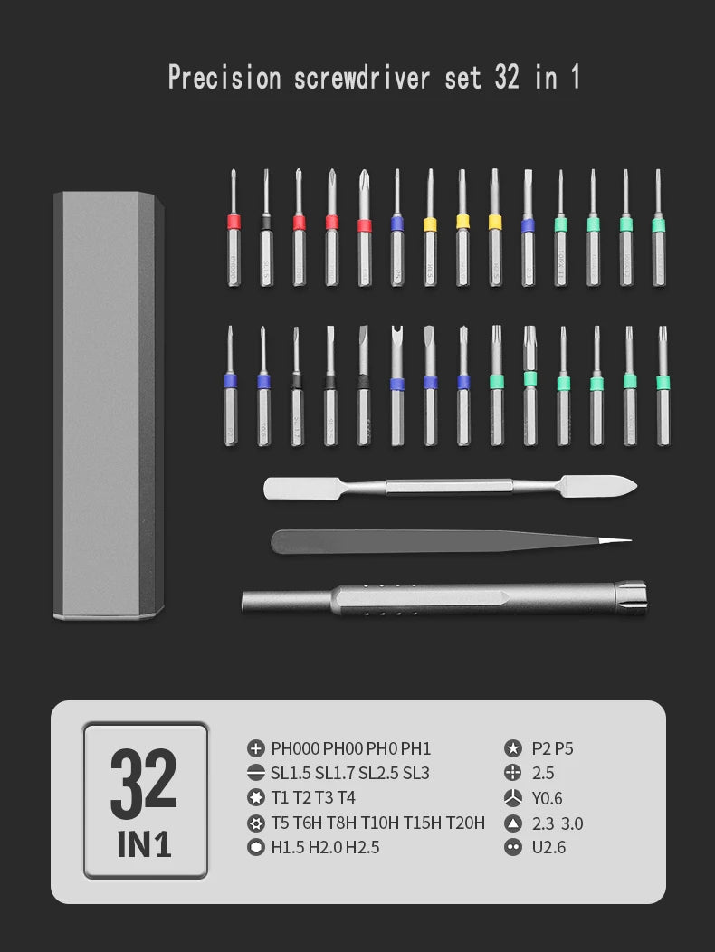 Precision Screwdriver Set - 324346 in 1 Multifunctional Tool with Magnetic Torx Phillips Bits for iPhone and Glass Repair - ZOOMNSTORE