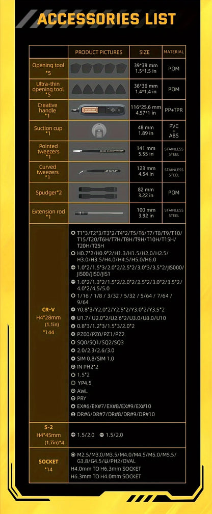 180-in-1 Precision Screwdriver Set - Magnetic Bits for iPhone PC  Glasses Repair - ZOOMNSTORE