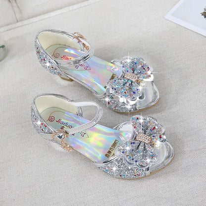 Princess Girls Party Shoes Children Sandals Colorful Sequins High Heels Shoes Girls Sandals Peep Toe Summer Kids Shoes CSH813 - ZOOMNSTORE
