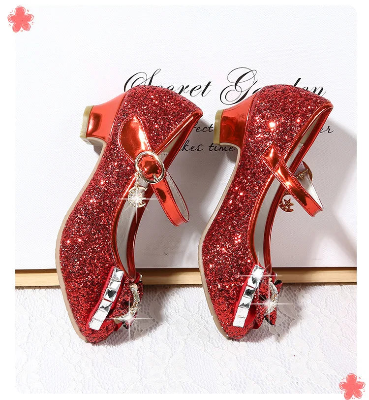 Princess Girls Party Shoes Children Sandals Colorful Sequins High Heels Shoes Girls Sandals Peep Toe Summer Kids Shoes CSH813 - ZOOMNSTORE