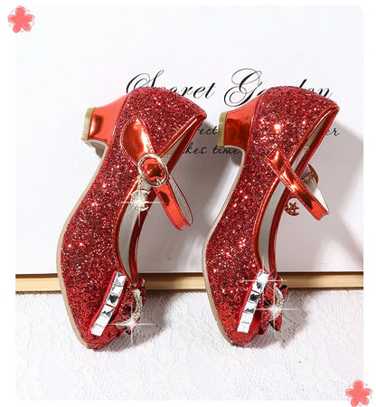 Princess Girls Party Shoes Children Sandals Colorful Sequins High Heels Shoes Girls Sandals Peep Toe Summer Kids Shoes CSH813 - ZOOMNSTORE