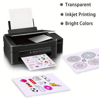 Printable A4 Clear Vinyl Sticker Paper - 10 Sheets for Inkjet Printers Self-Adhesive - ZOOMNSTORE